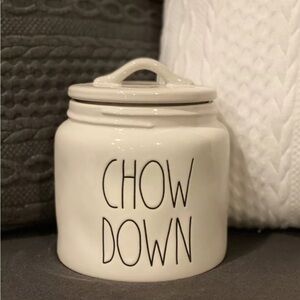New Rae Dunn Ceramic Canister - Cookie Jar / Treat Jar - Chow Down
